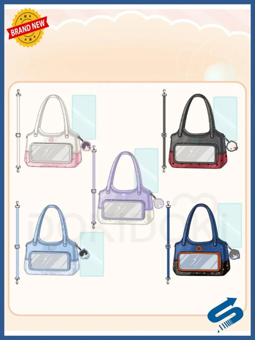 Cosplay Itabag Crossbody Bag Waterproof Fabric with Transparent Display Window